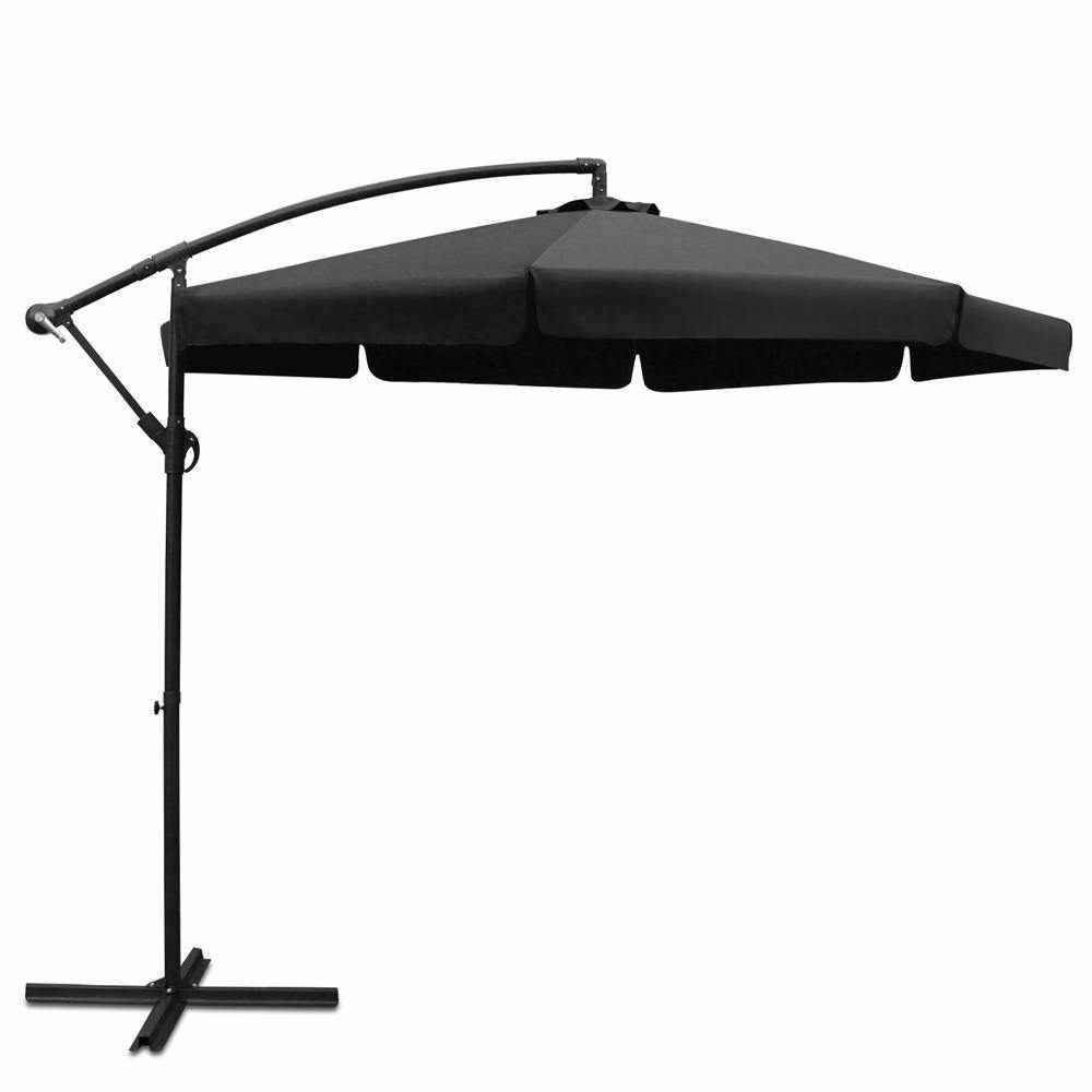 Instahut 3M Outdoor Umbrella - Black - Outdoorium