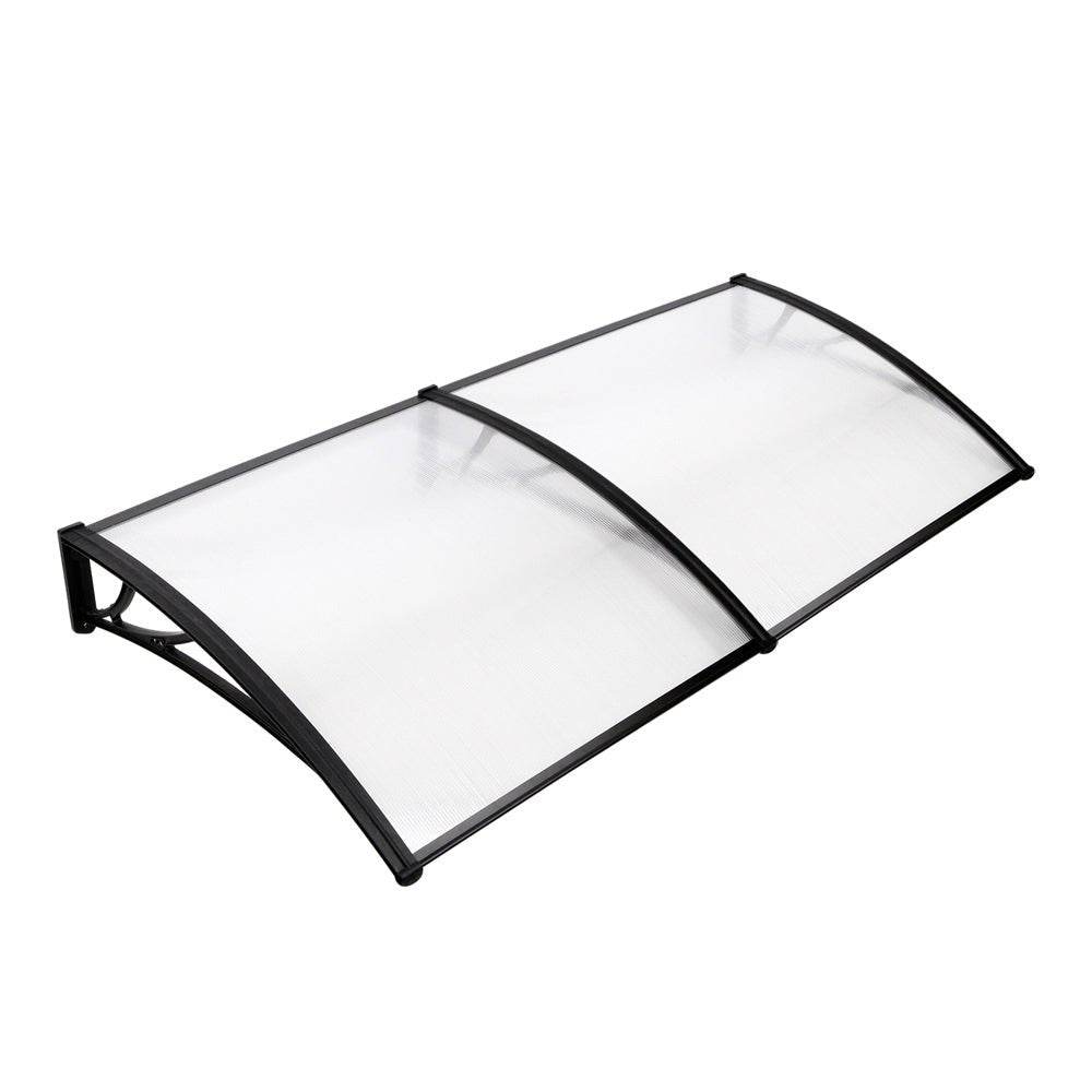 Instahut Window Door Awning Canopy 1mx2m Transparent Sheet Black Plastic Frame | Outdoorium