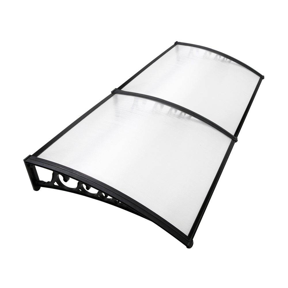 Instahut Window Awning Door Canopy 1mx2m Transparent Hollow Sheet Plastic Frame | Outdoorium