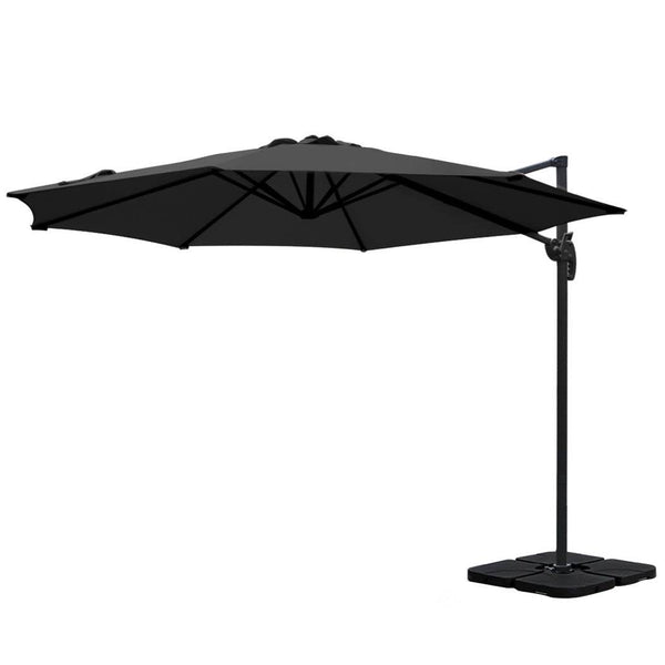 Instahut Outdoor Umbrella 3m Base Cantilever Beach Stand Sun Roma Black