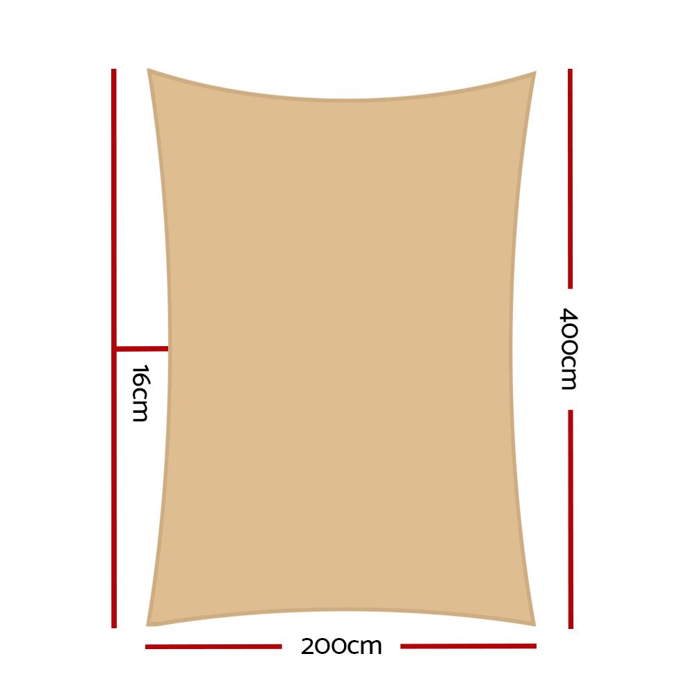 Instahut Sun Shade Sail Cloth Shadecloth Rectangle Heavy Duty Sand Canopy 2x4m - Outdoorium
