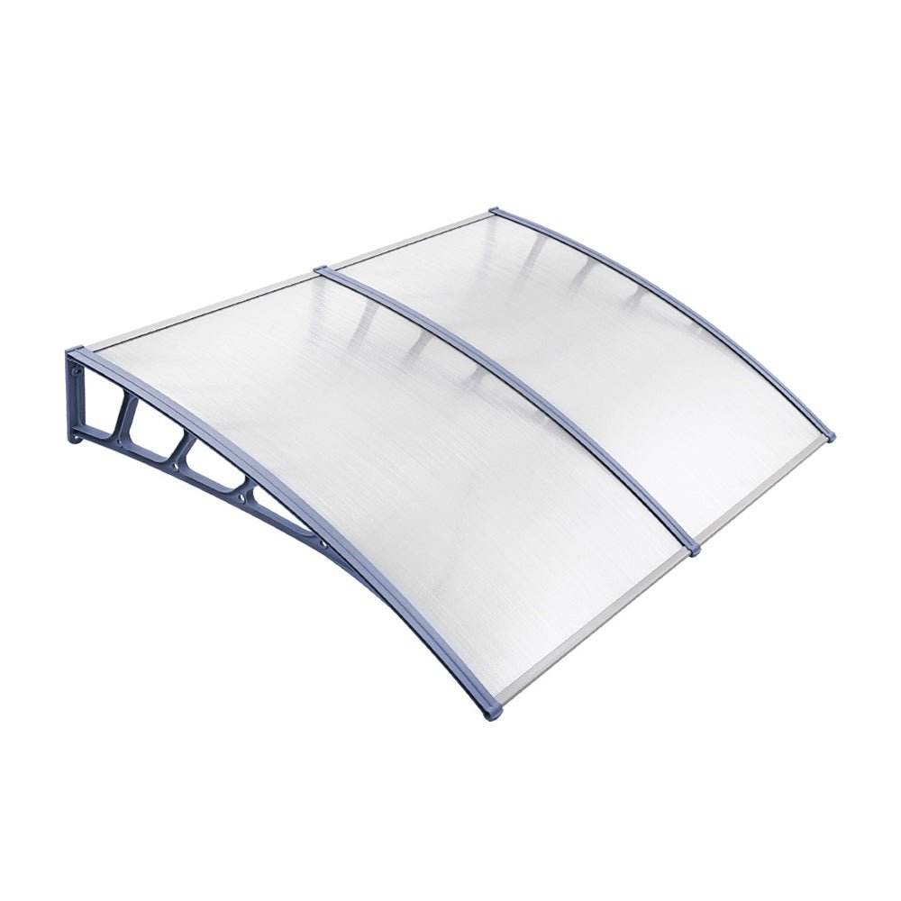 Instahut Window Door Awning Canopy 1.5mx2m Transparent Sheet Grey Plastic Frame | Outdoorium