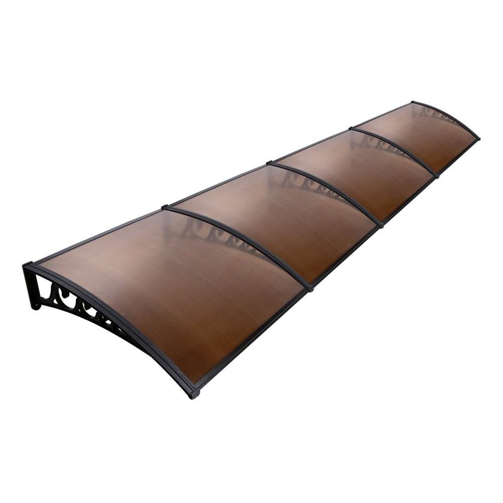 Instahut Window Door Awning 1mx4m Brown Hollow Sheet Plastic Frame | Outdoorium