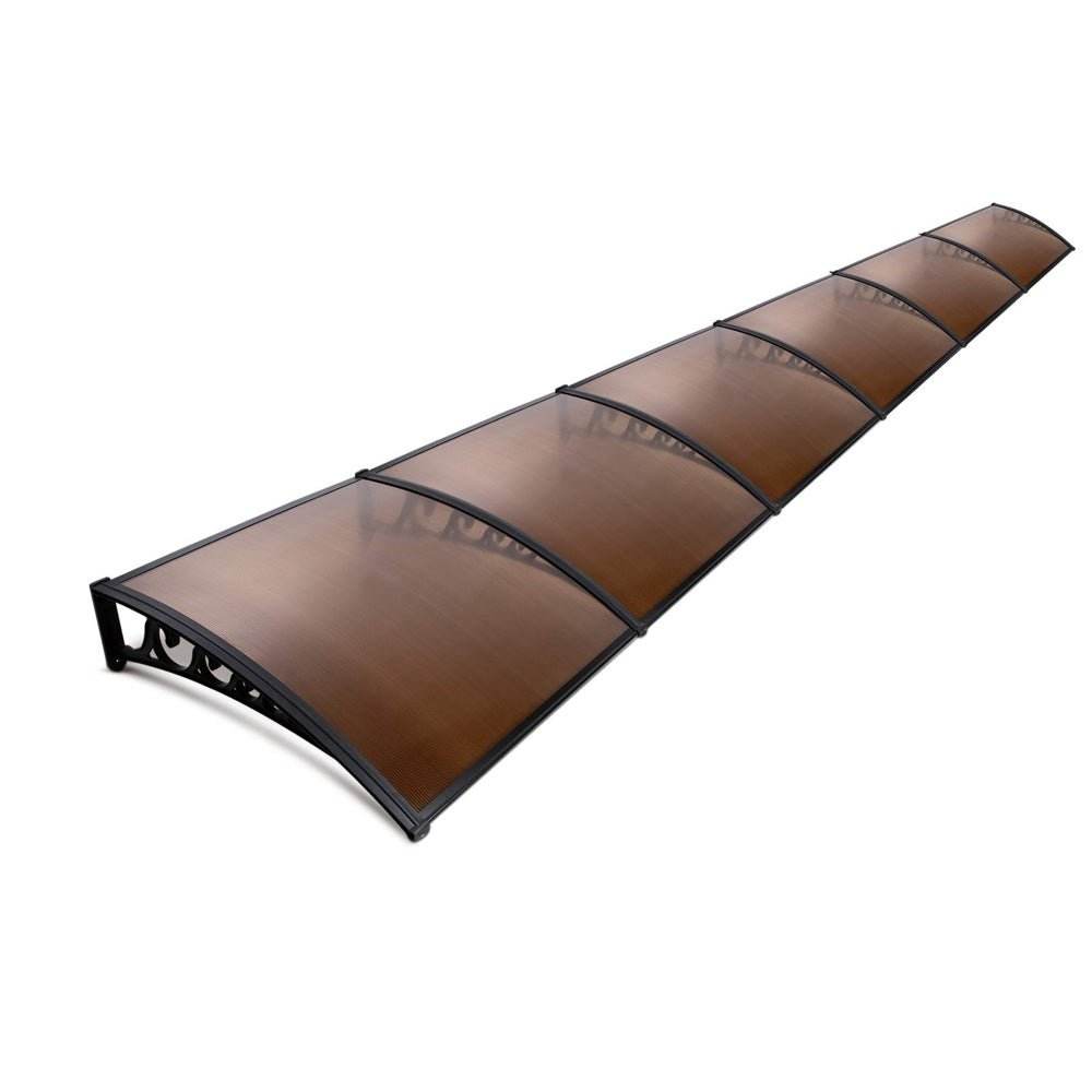 Instahut Window Door Awning 1mx6m Brown Hollow Sheet Plastic Frame | Outdoorium