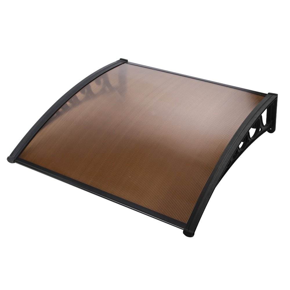 Instahut Window Door Awning 1mx1.2m Brown Hollow Sheet Plastic Frame | Outdoorium