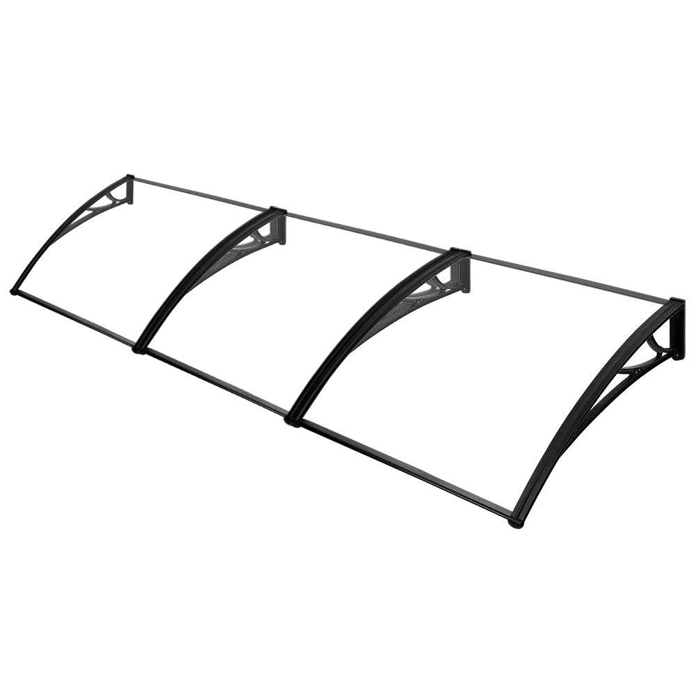 Instahut Window Door Awning Canopy 1mx3m Transparent Solid Sheet Plastic Frame | Outdoorium