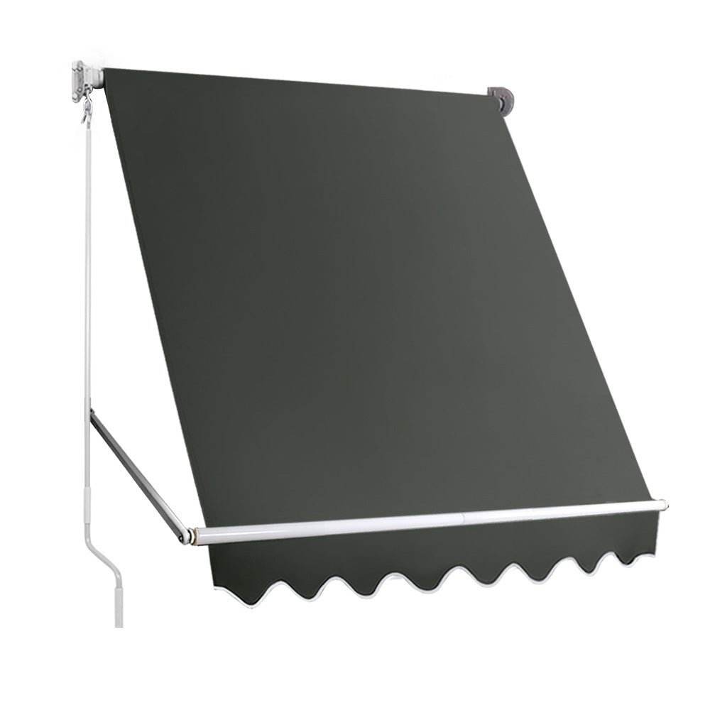 Instahut Window Fixed Pivot Arm Awning Outdoor Blinds Retractable Canopy1.8X2.1M | Outdoorium