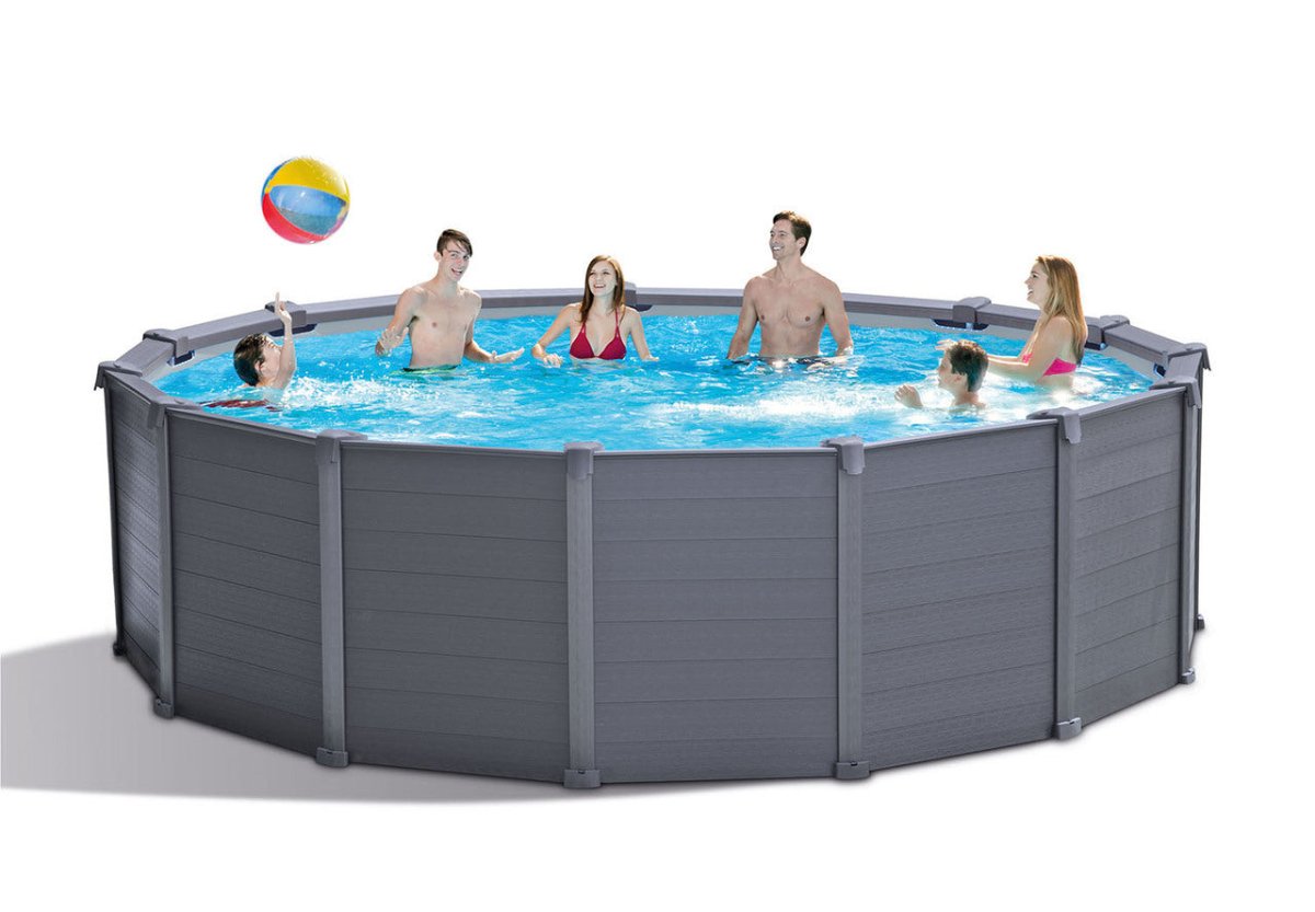 Intex 4.78m X 1.24m Graphite Grey Panel Pool Set - Outdoorium