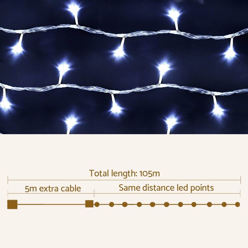 100M Christmas Lights String Fairy Light 500 LED Cool White Jingle Jollys | Outdoorium