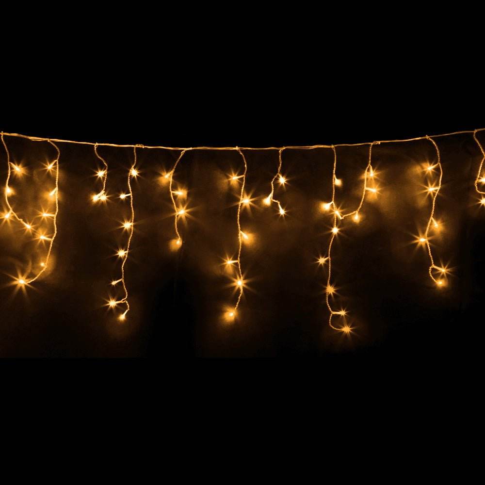 12.5M Christmas Lights Solar Icicle String Light Warm White Jingle Jollys | Outdoorium