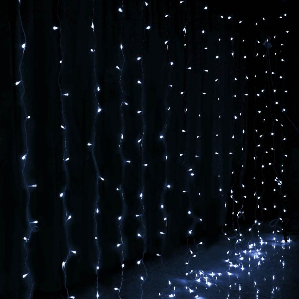 3X6M Christmas Lights Curtain Light Cool White 600 LED Jingle Jollys | Outdoorium