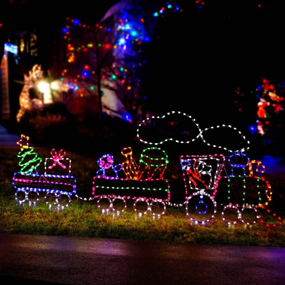 2.1M Christmas Lights 631 LED Train Motif Light Decorations Jingle Jollys | Outdoorium