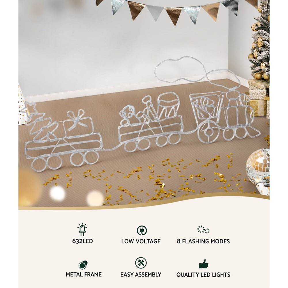 2.1M Christmas Lights 631 LED Train Motif Light Decorations Jingle Jollys | Outdoorium