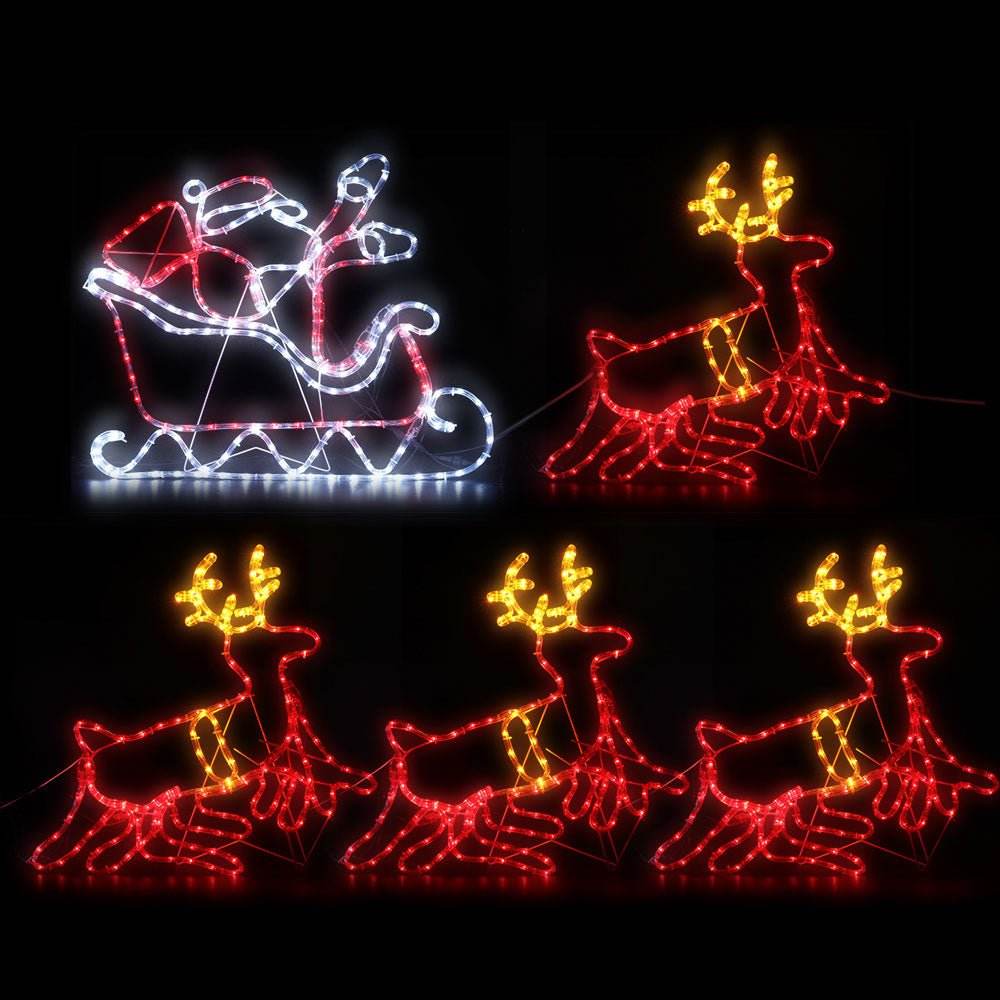1X Christmas Lights Reindeer Sleigh 806 LED Decorations Jingle Jollys | Outdoorium