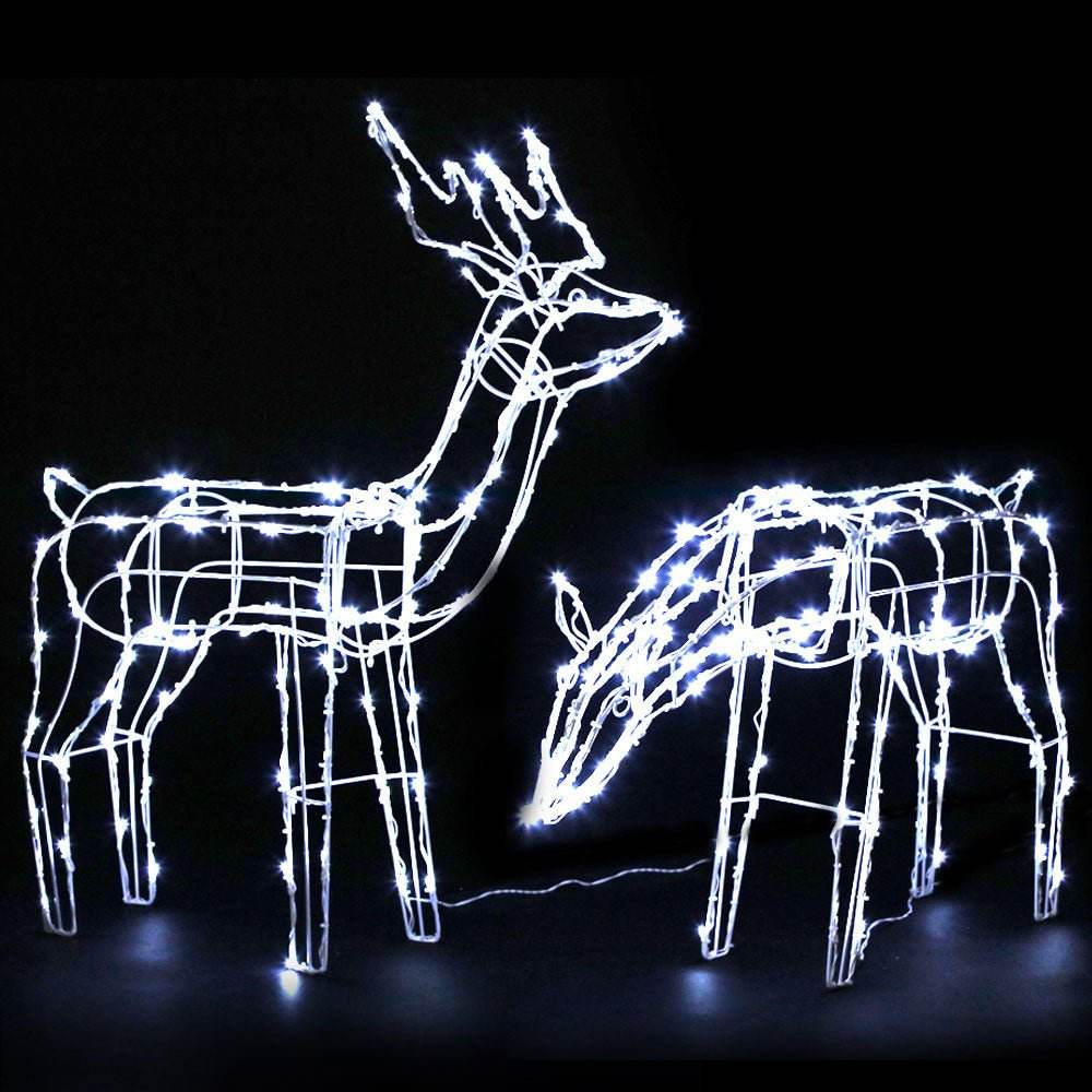 2 PCS Christmas Lights Reindeers 200 LED Decorations Jingle Jollys | Outdoorium