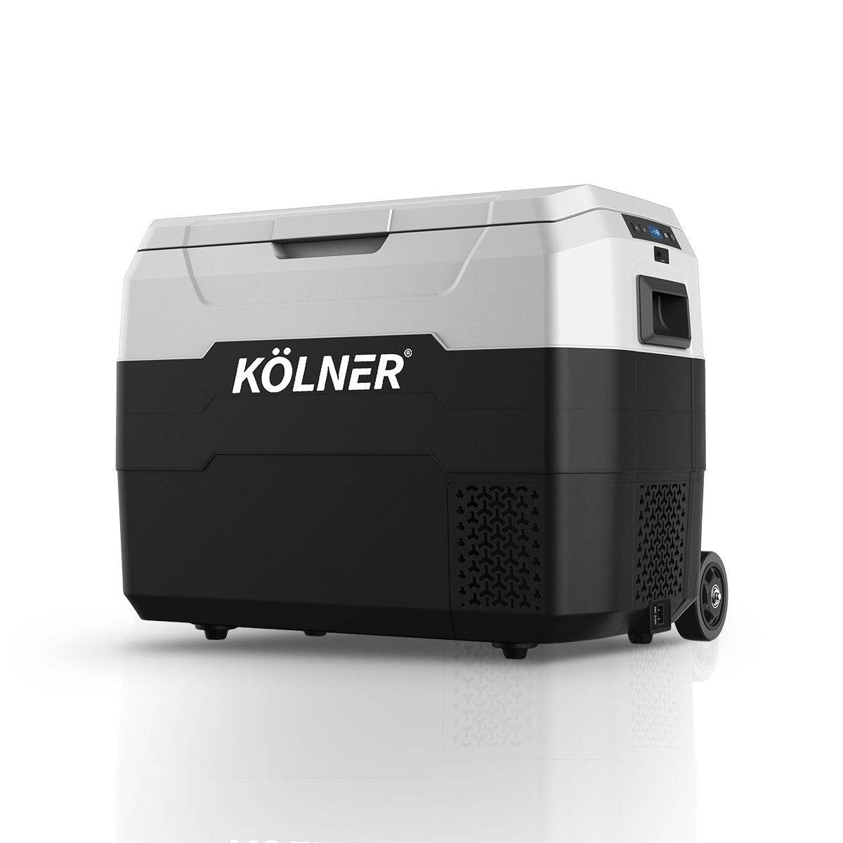 Kolner 40l Fridge Freezer Cooler 12/24/240v Camping Portable Esky Refrigerator With Trolley - Black | Outdoorium
