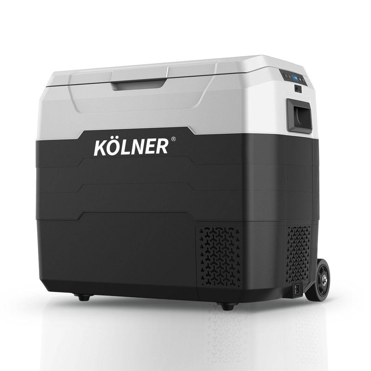 Kolner 50l Fridge Freezer Cooler 12/24/240v Camping Portable Esky Refrigerator With Trolley - Black | Outdoorium