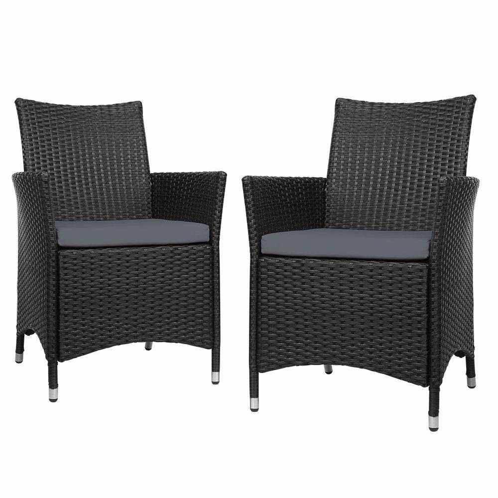 Gardeon Outdoor Dining Chairs Patio Furniture Wicker Garden Cushion Idris 2PC | Outdoorium
