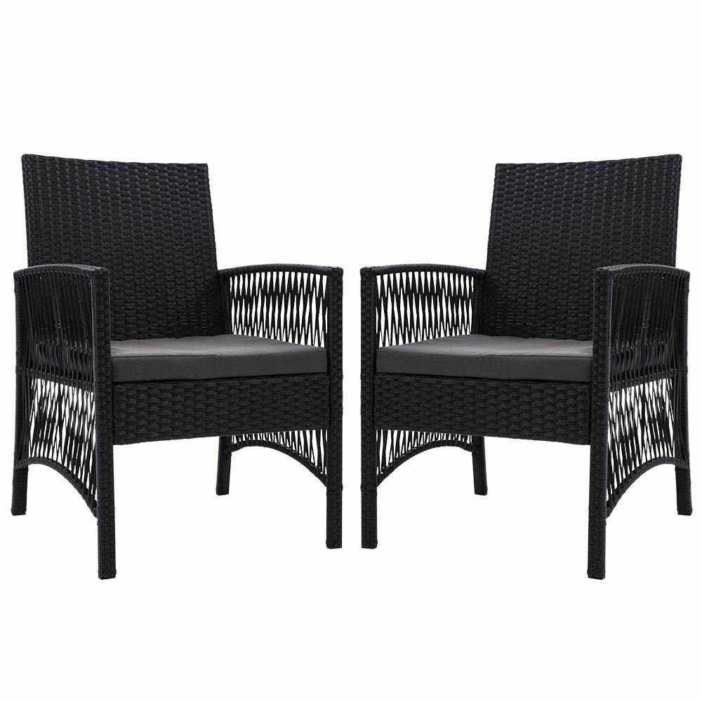 Gardeon 2PC Outdoor Dining Chairs Patio Furniture Wicker Lounge Chair Garden | Outdoorium