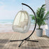 Gardeon Outdoor Egg Swing Chair Patio Furniture Pod Stand Canopy Foldable Cream | Outdoorium