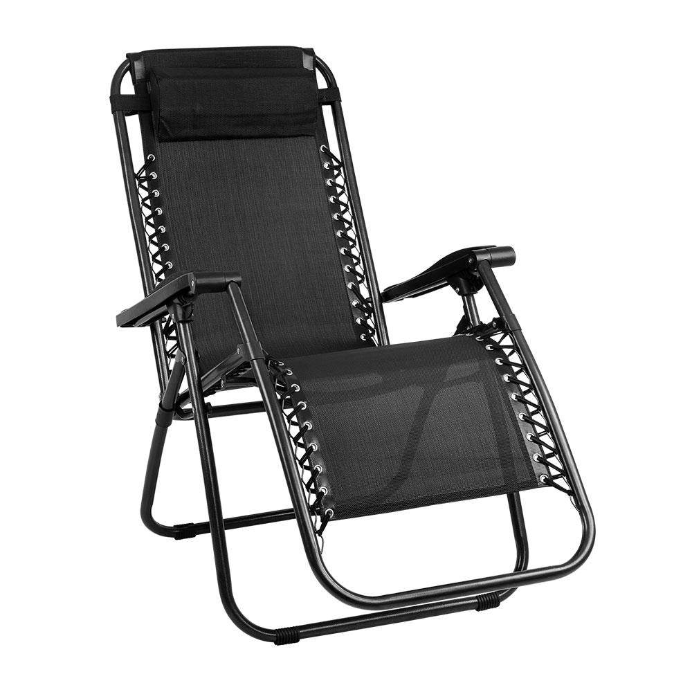 Gardeon Zero Gravity Chair Folding Outdoor Recliner Adjustable Sun Lounge Camping Black | Outdoorium