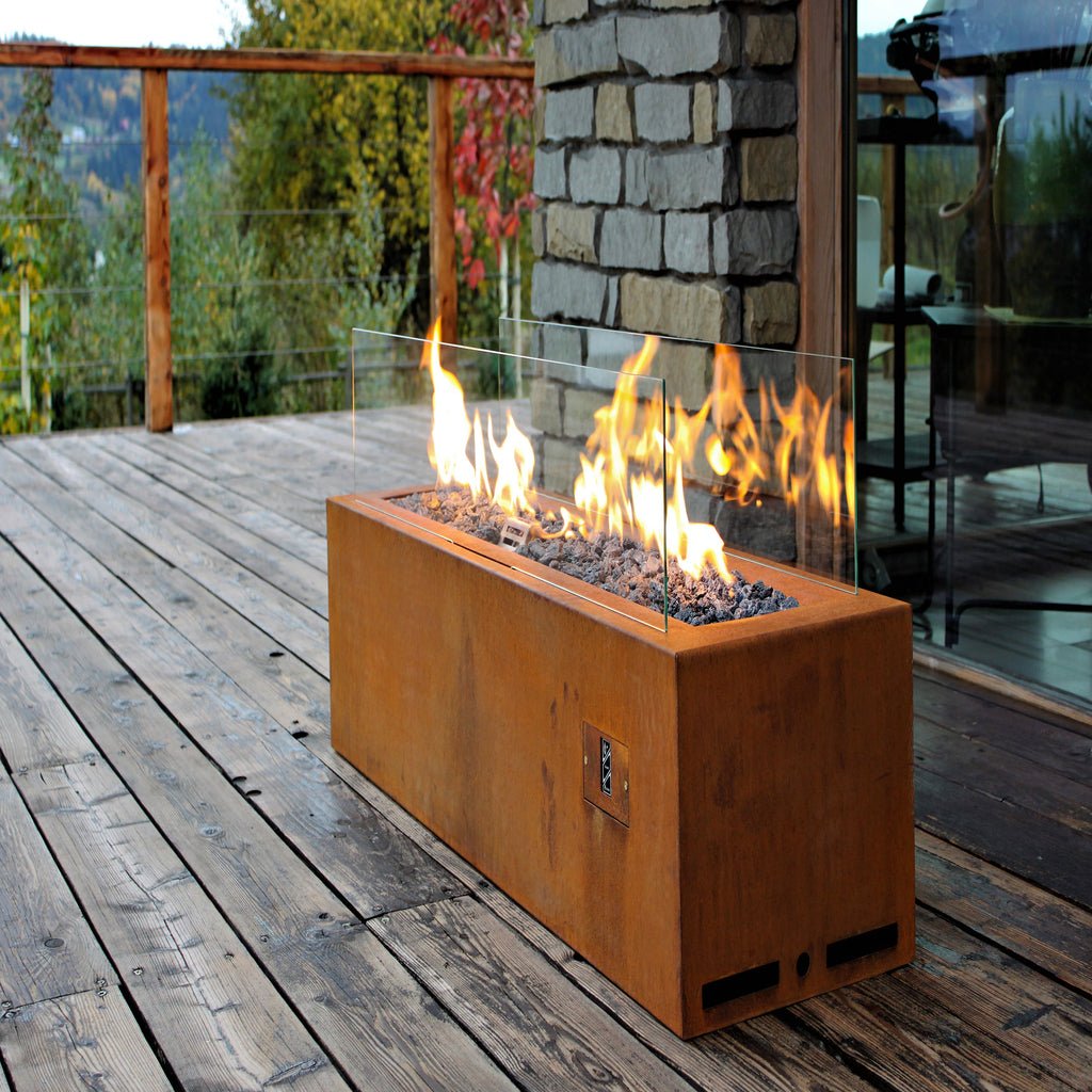 Planika Galio Corten Outdoor Gas Fireplace Automatic - Outdoorium