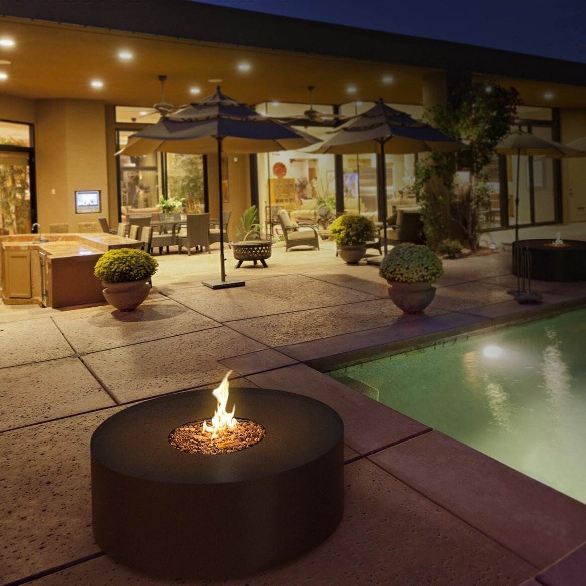 Planika Galio Gas Fire Pit Black Automatic | Outdoorium