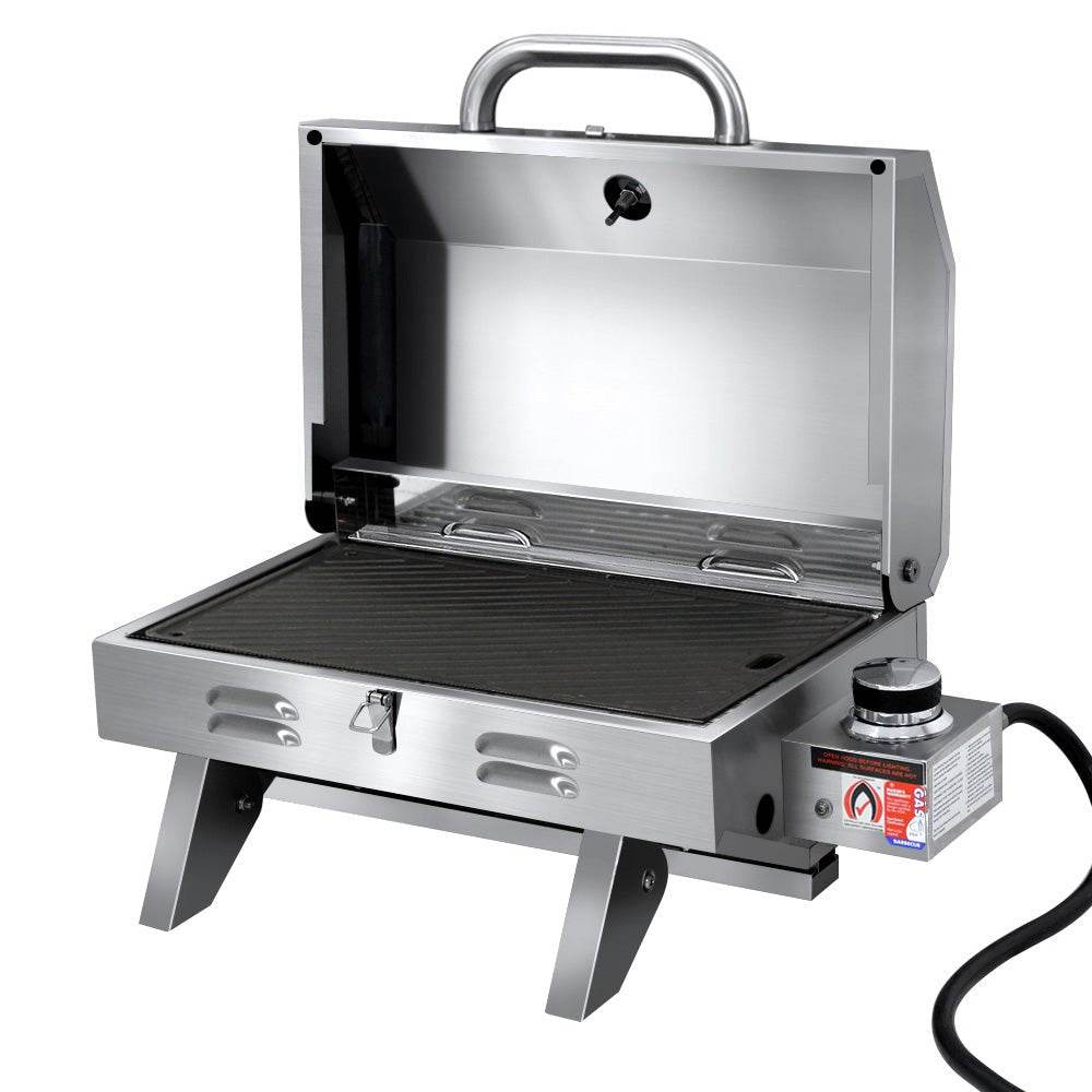 Grillz Portable Gas BBQ Grill with Double Sided Plate | Outdoorium