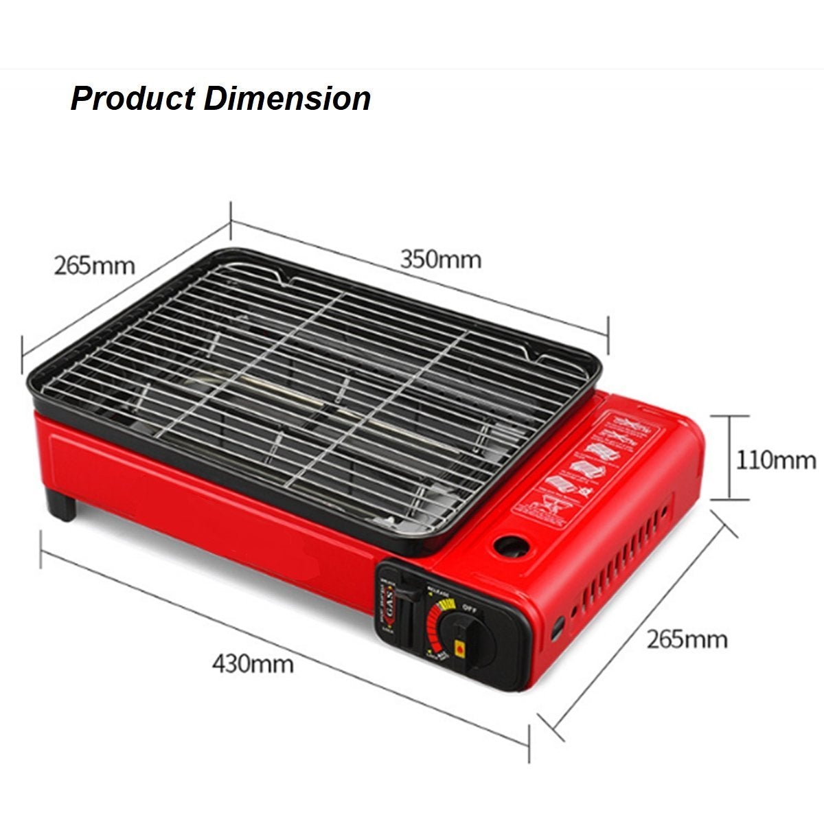 Portable Gas Stove Burner Butane BBQ Camping Gas Cooker With Non Stick Plate Black without Fish Pan and Lid - Outdoorium