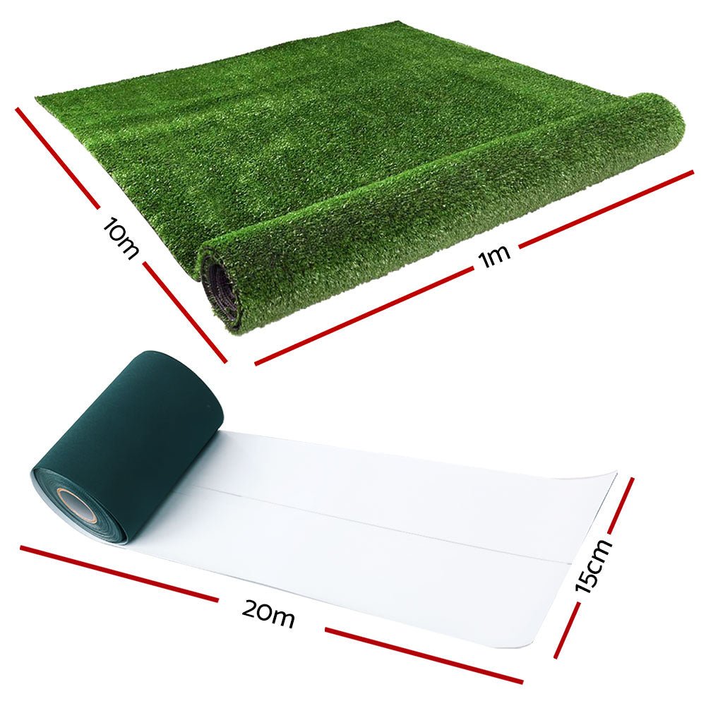 Primeturf 1x20m Artificial Grass Synthetic Fake 20SQM Turf Lawn 17mm Tape - Outdoorium