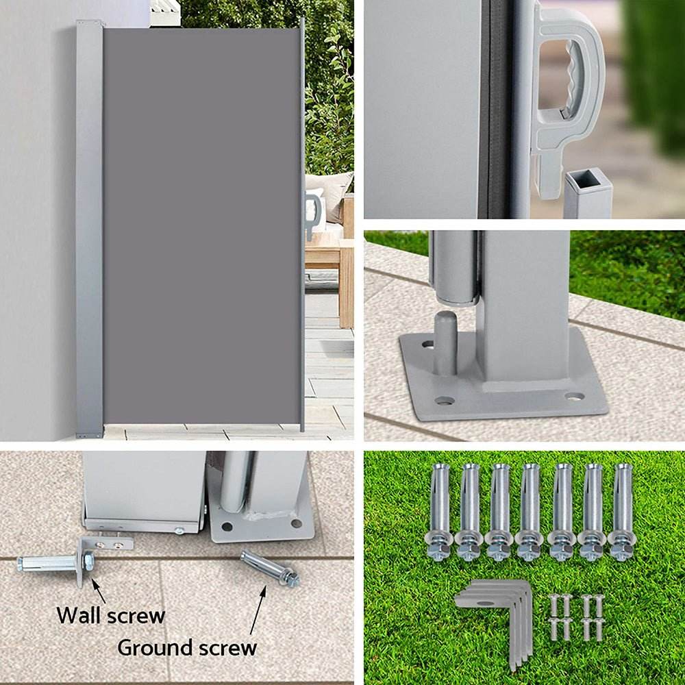 Set of 2 Instahut Side Awning Sun Shade Outdoor Blinds Retractable Screen 1.8X3M GR | Outdoorium