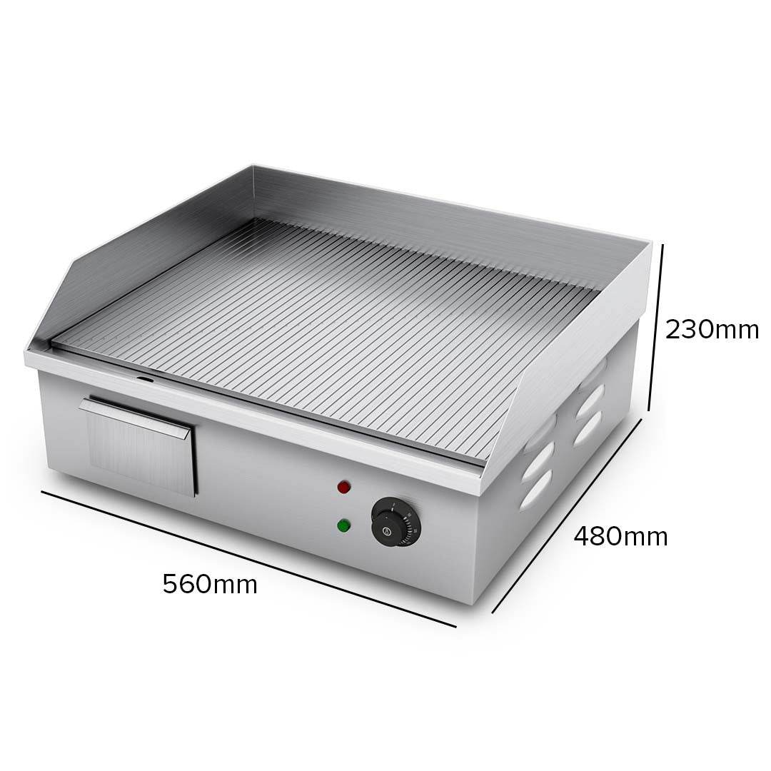 SOGA 2200W Stainless Steel Ribbed Griddle Commercial Grill BBQ Hot Plate 56*48*23 | Outdoorium