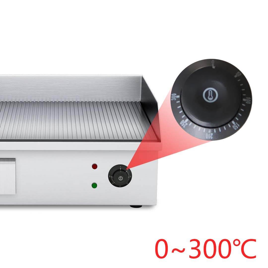 SOGA 2200W Stainless Steel Ribbed Griddle Commercial Grill BBQ Hot Plate 56*48*23 | Outdoorium