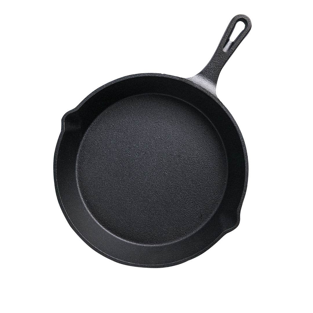 SOGA 26cm Round Cast Iron Frying Pan Skillet Steak Sizzle Platter with Handle | Outdoorium