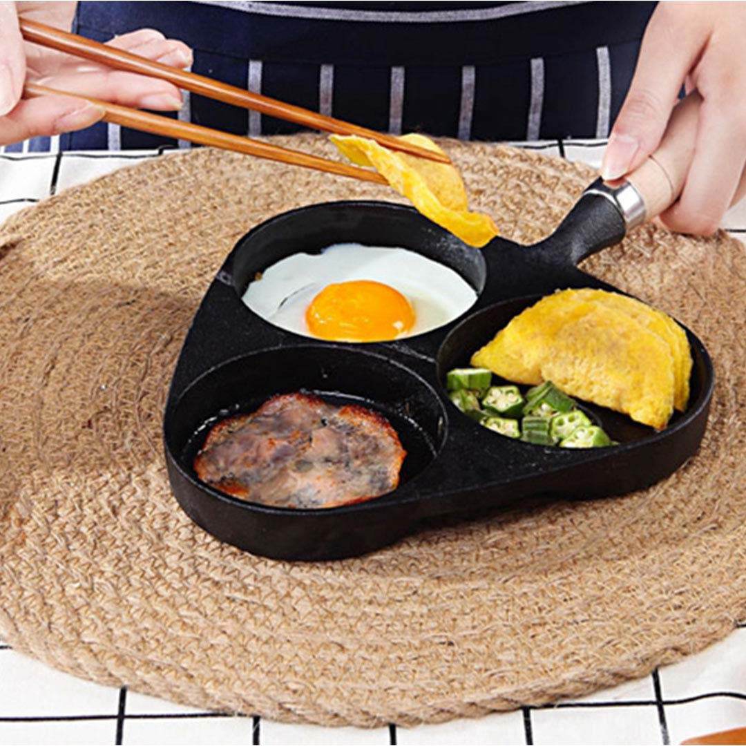 SOGA 2X 3 Mold Cast Iron Breakfast Fried Egg Pancake Omelette Fry Pan | Outdoorium