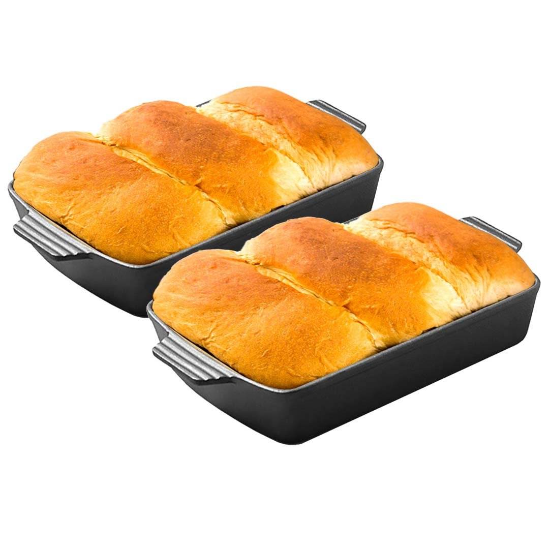 SOGA 2X 33cm Cast Iron Rectangle Bread Cake Baking Dish Lasagna Roasting Pan | Outdoorium