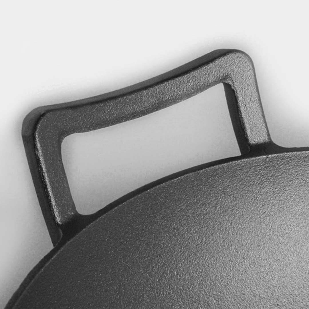 SOGA 2X 36CM Commercial Cast Iron Wok FryPan with Wooden Lid Fry Pan | Outdoorium