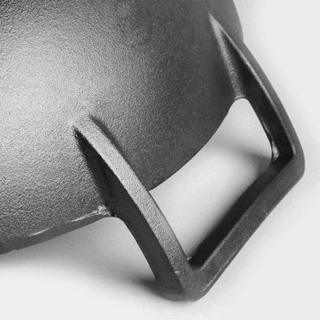 SOGA 2X 36CM Commercial Cast Iron Wok FryPan with Wooden Lid Fry Pan | Outdoorium