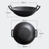 SOGA 2X 36CM Commercial Cast Iron Wok FryPan with Wooden Lid Fry Pan | Outdoorium