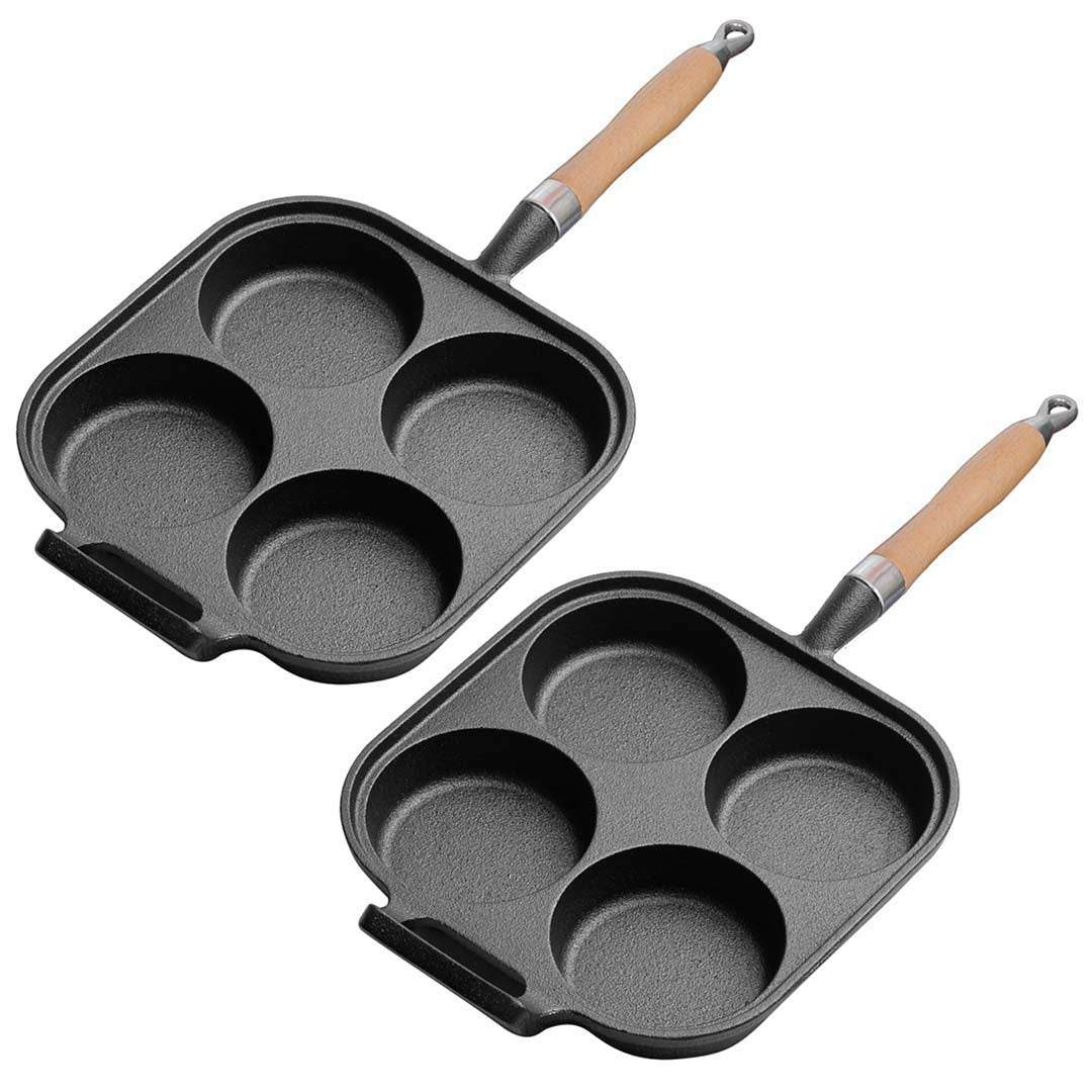 SOGA 2X 4 Mold Cast Iron Breakfast Fried Egg Pancake Omelette Fry Pan | Outdoorium