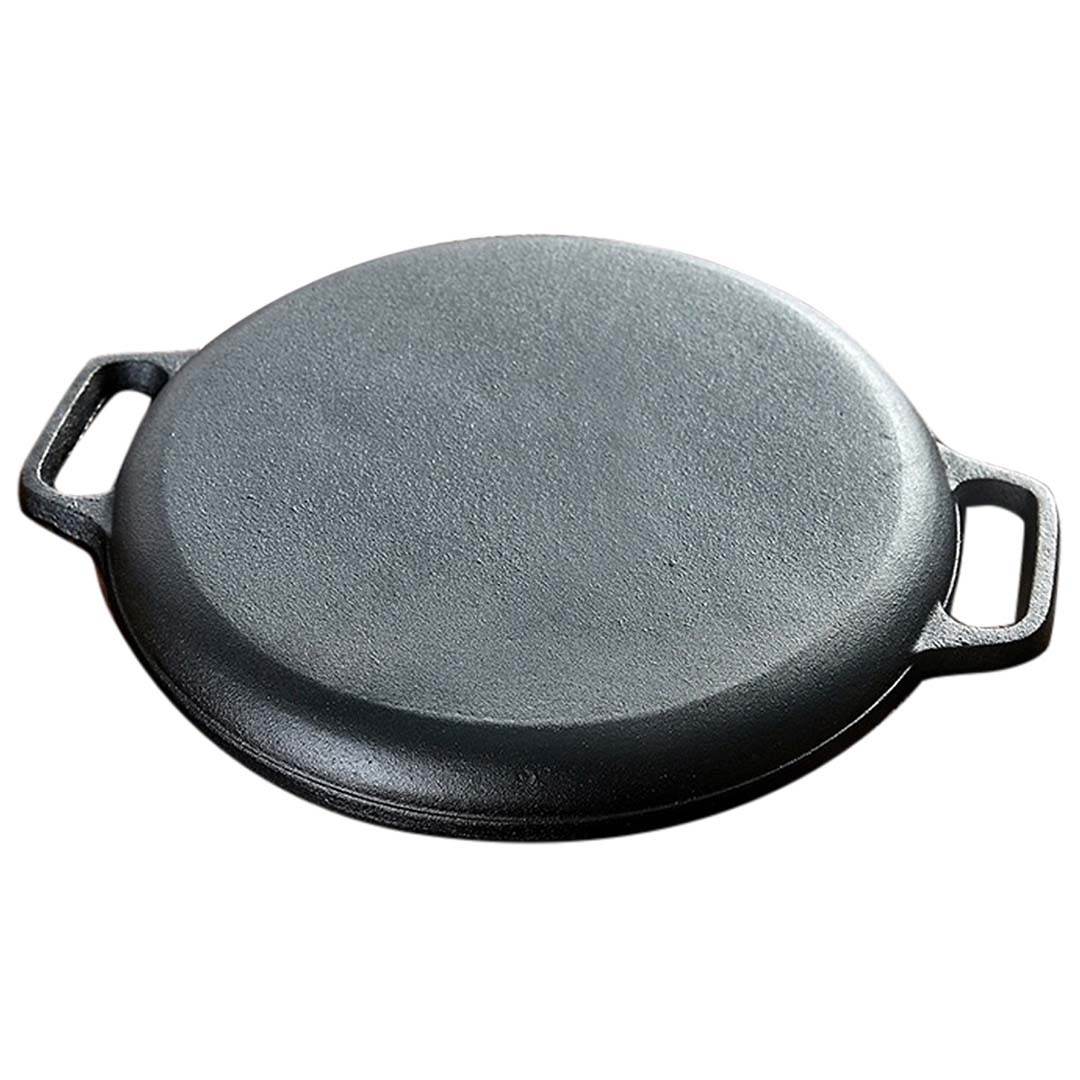 SOGA 2x Cast Iron Frying Pan Skillet Coating Steak Sizzle Platter 30cm - Outdoorium