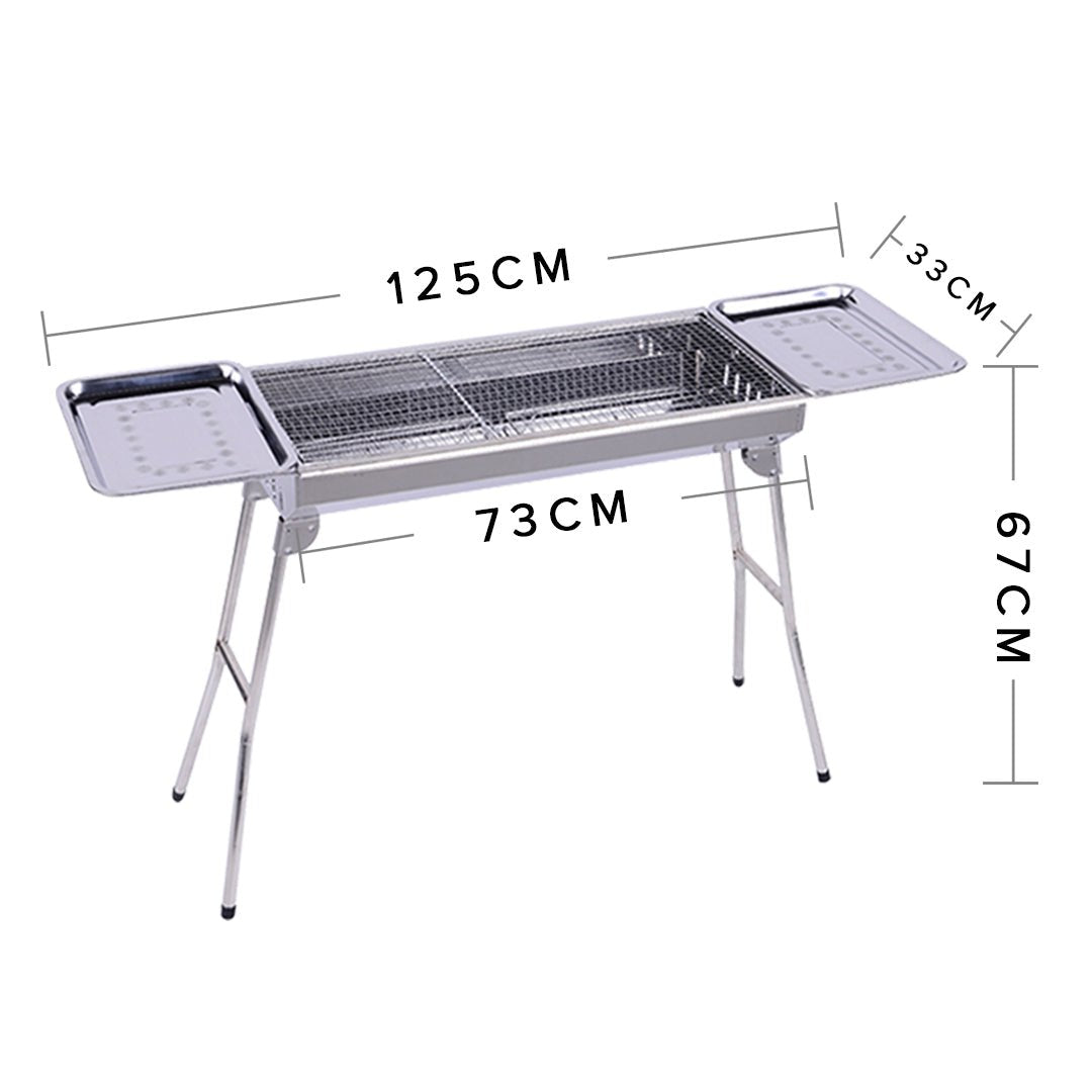 SOGA Skewers Grill with Side Tray Portable Stainless Steel Charcoal BBQ Outdoor 6-8 Persons - Outdoorium