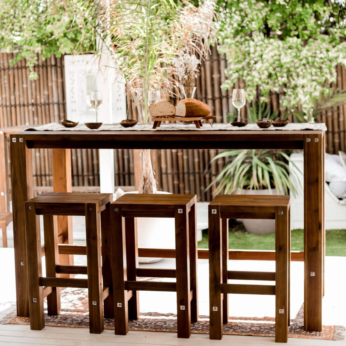 Sturdy Bar Table & Stool Set - Natural - Outdoorium