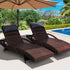 Gardeon 2x Sun Lounge Wicker Lounger Outdoor Furniture Beach Chair Armrest Adjustable Brown | Outdoorium