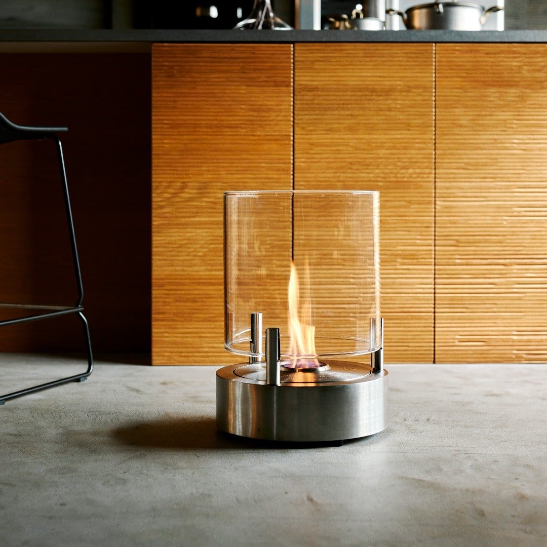 EcoSmart T-Lite 3 Designer Fireplace - Stainless Steel + Black Burner - Outdoorium