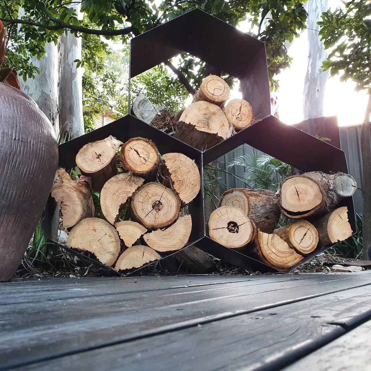 Triple Honeycomb Firewood Rack | Firewood Holder | Log Rack - Outdoorium