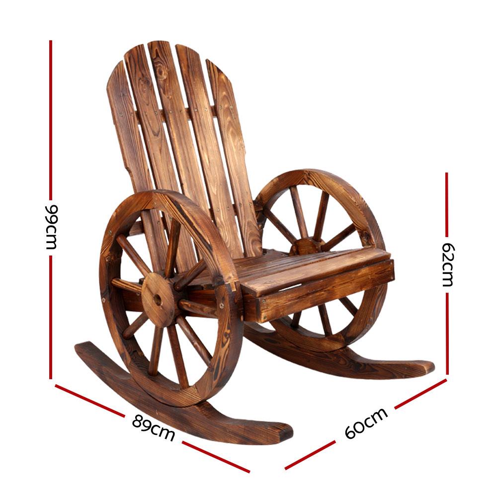 Wagon Wheels Rocking Chair - Brown - Outdoorium