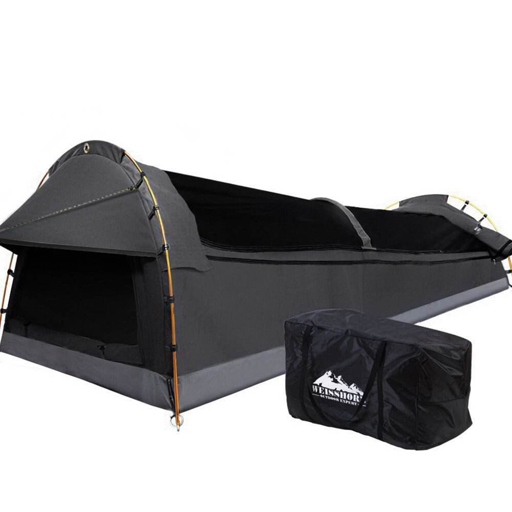 Weisshorn Double Swag Camping Swags Deluxe Canvas Tent Dark Grey | Outdoorium