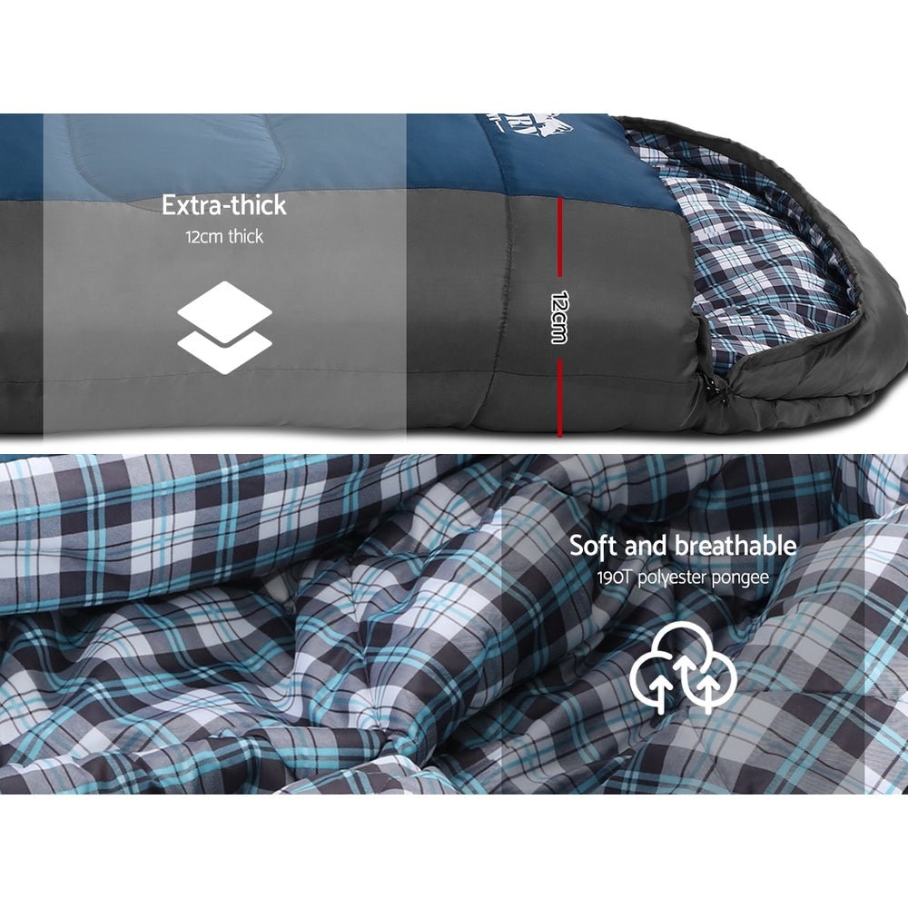 Weisshorn Sleeping Bag Camping Hiking Tent Winter Outdoor Comfort 0 Degree Navy - Outdoorium