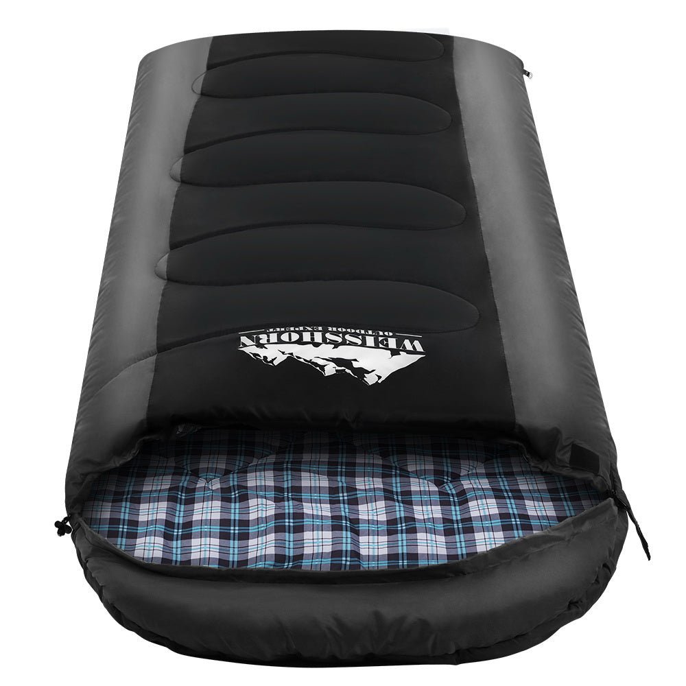 Weisshorn Sleeping Bag Camping Hiking Tent Winter Thermal Comfort 0 Degree Black - Outdoorium